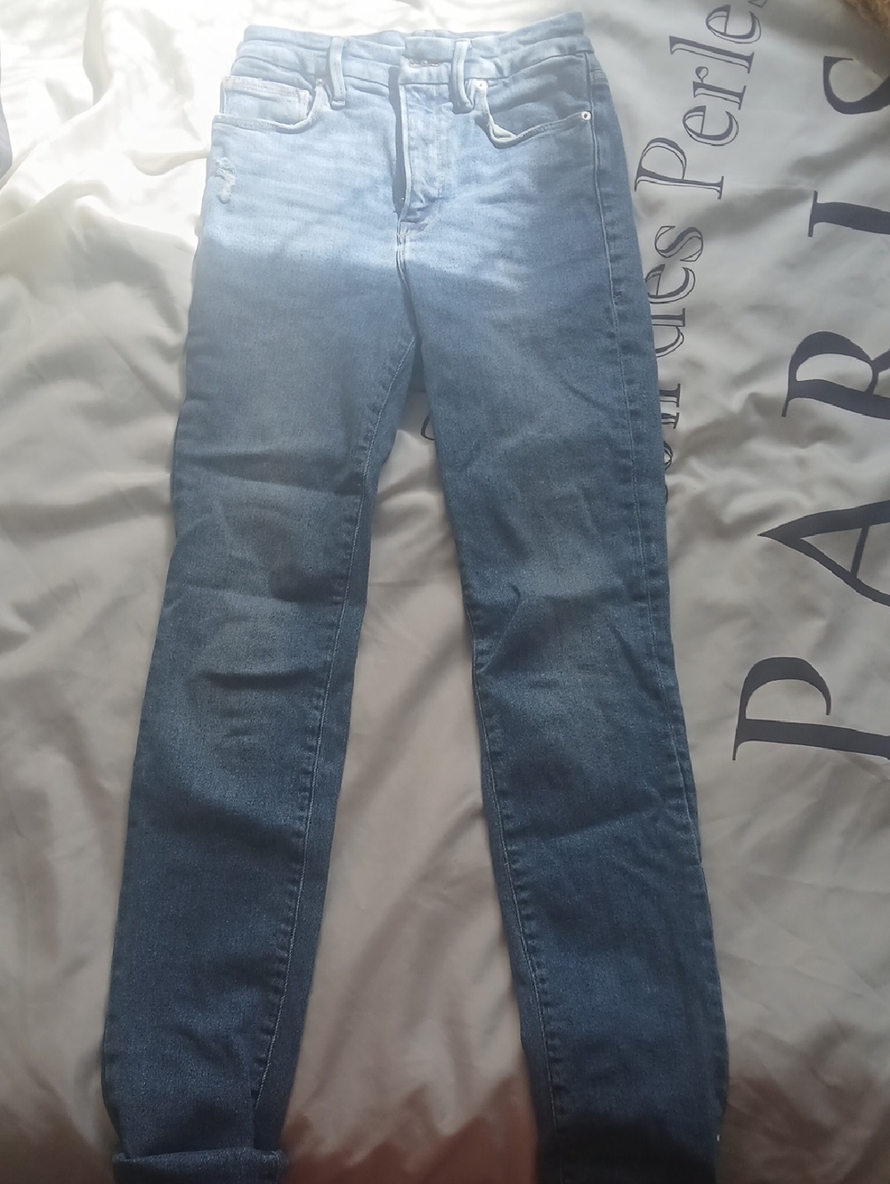 Good American Classic Light Blue Skinny-Leg Long Jeans 6/28